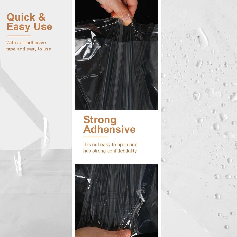Clear Poly Bags with Suffocation Warning Self Seal Merchandise Packaging For FBA