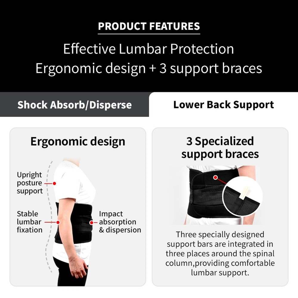 Dual Compression Back Brace, Adjustable Size Back Support for Men and Women, ...