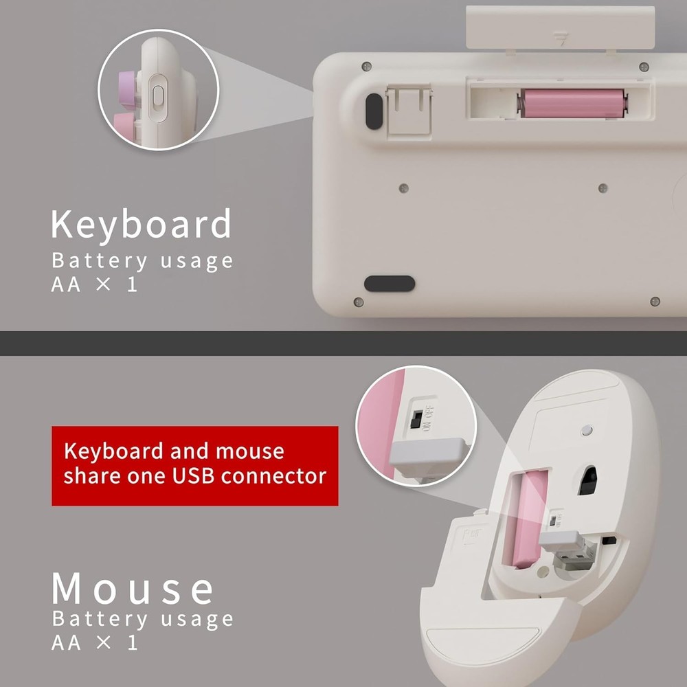 Colorful Computer Wireless Keyboards Mouse Combos Office Full-Sized Keyboard