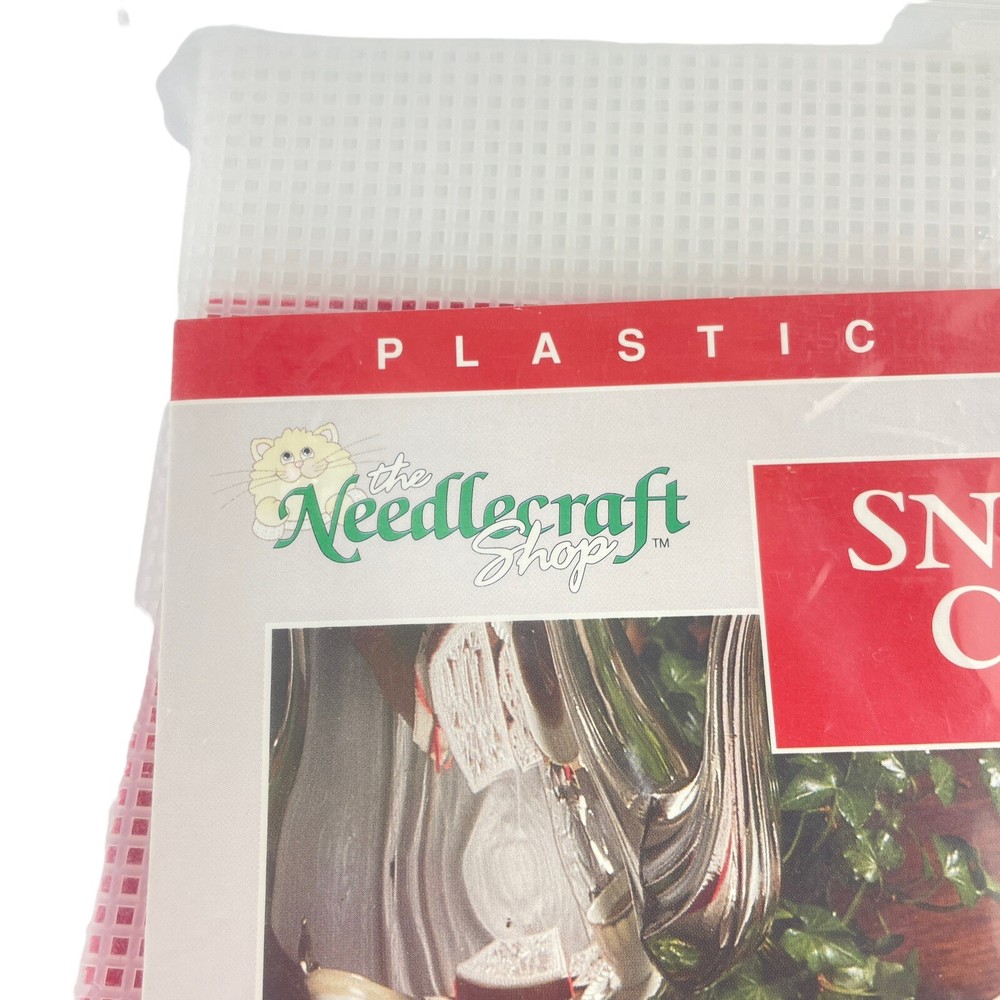 Needlecraft Kit Plastic Canvas Snowflake Coasters and Storage Box White Red