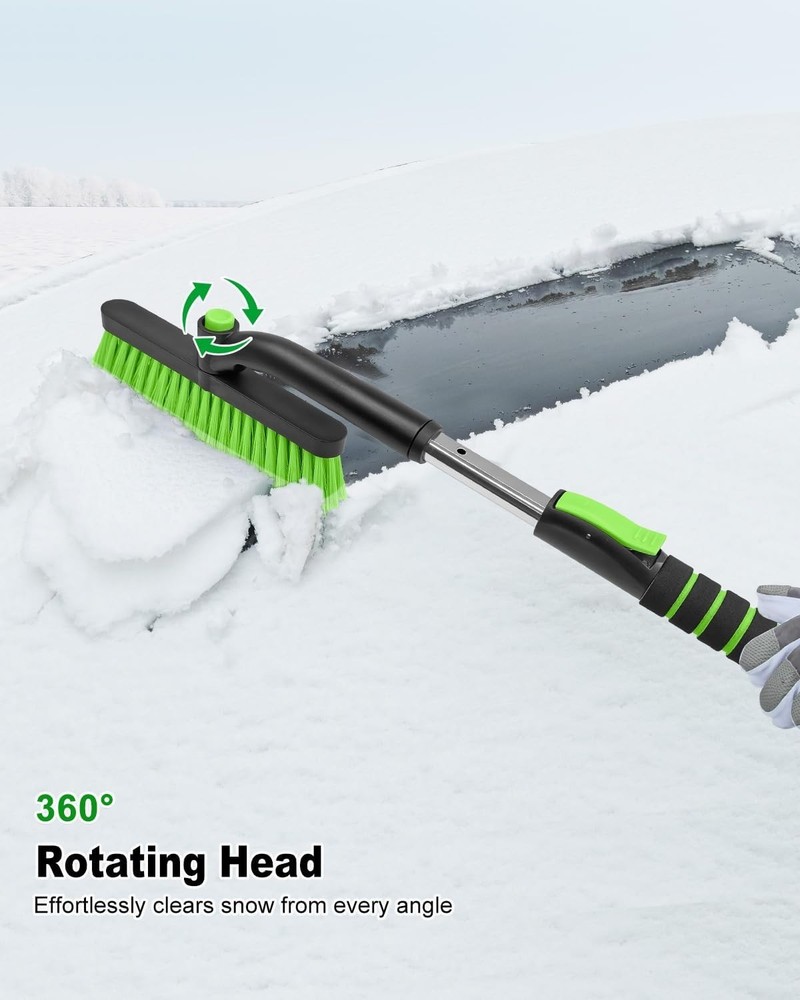 Professional Ice Scraper with 31.8" Extendable Snow Brush - Ergonomic Design
