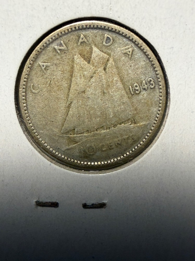 1943 Canadian 10-cent silver coin