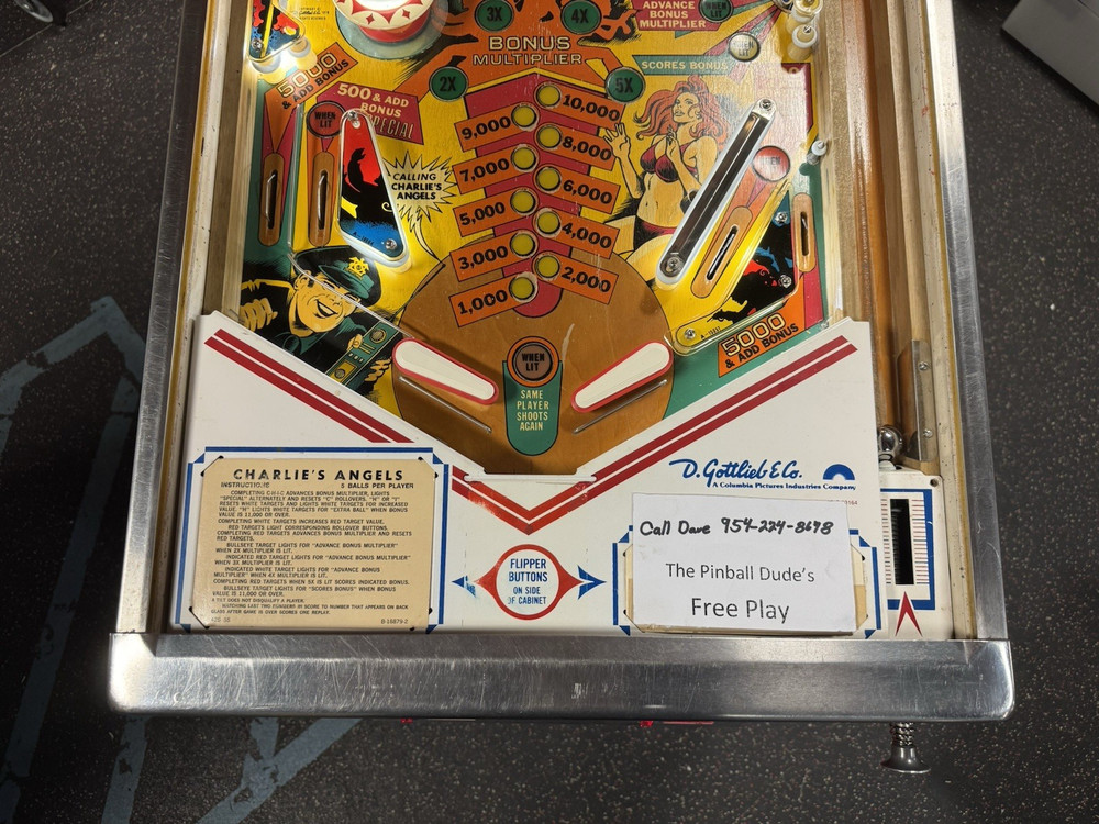 1978 CHARLIES ANGELS PINBALL MACHINE PROFESSIONAL TECHS PLAYS GREAT