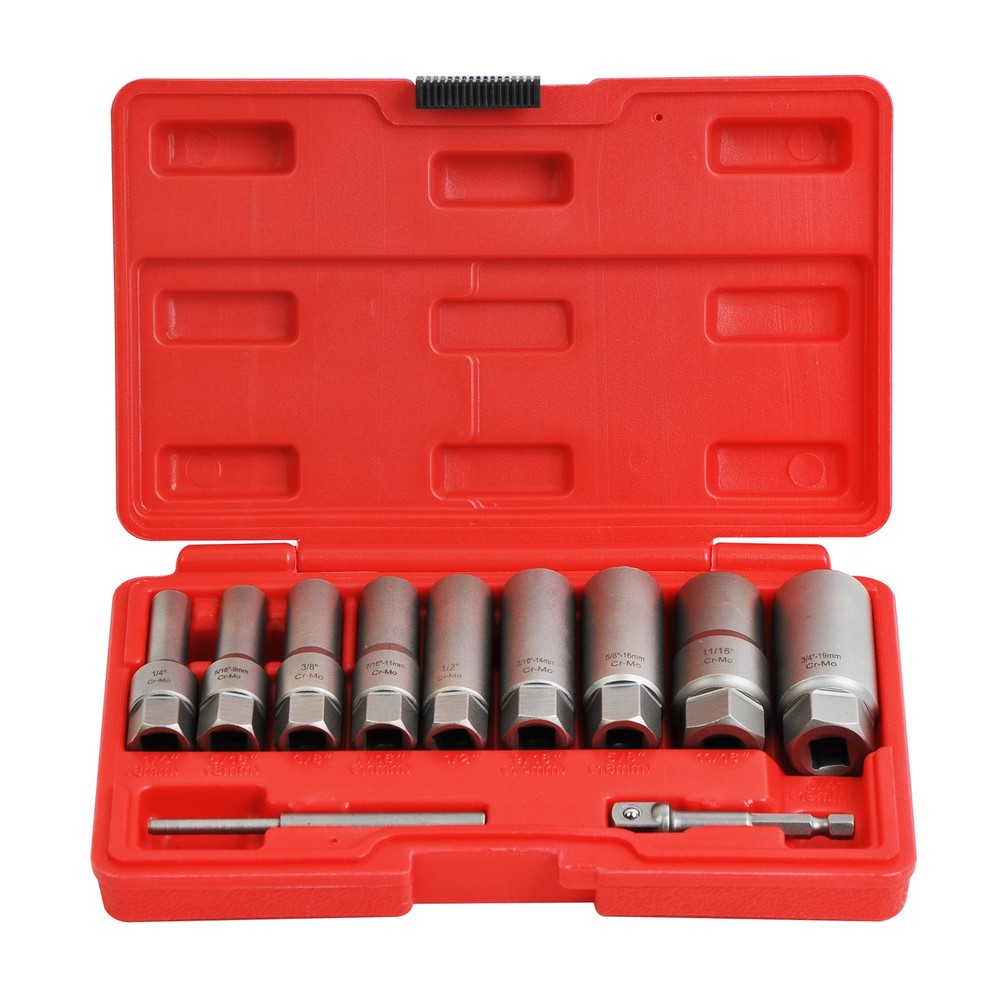 11PCS Spiral Type Bolt Extractor Tool, Broken Lug Nut Bolt Remover Easy-Out Set