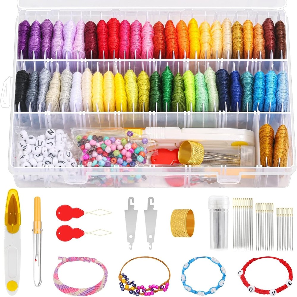 PAXCOO 488Pcs String Bracelet Making Kit, Friendship Bracelet String Kit with 50