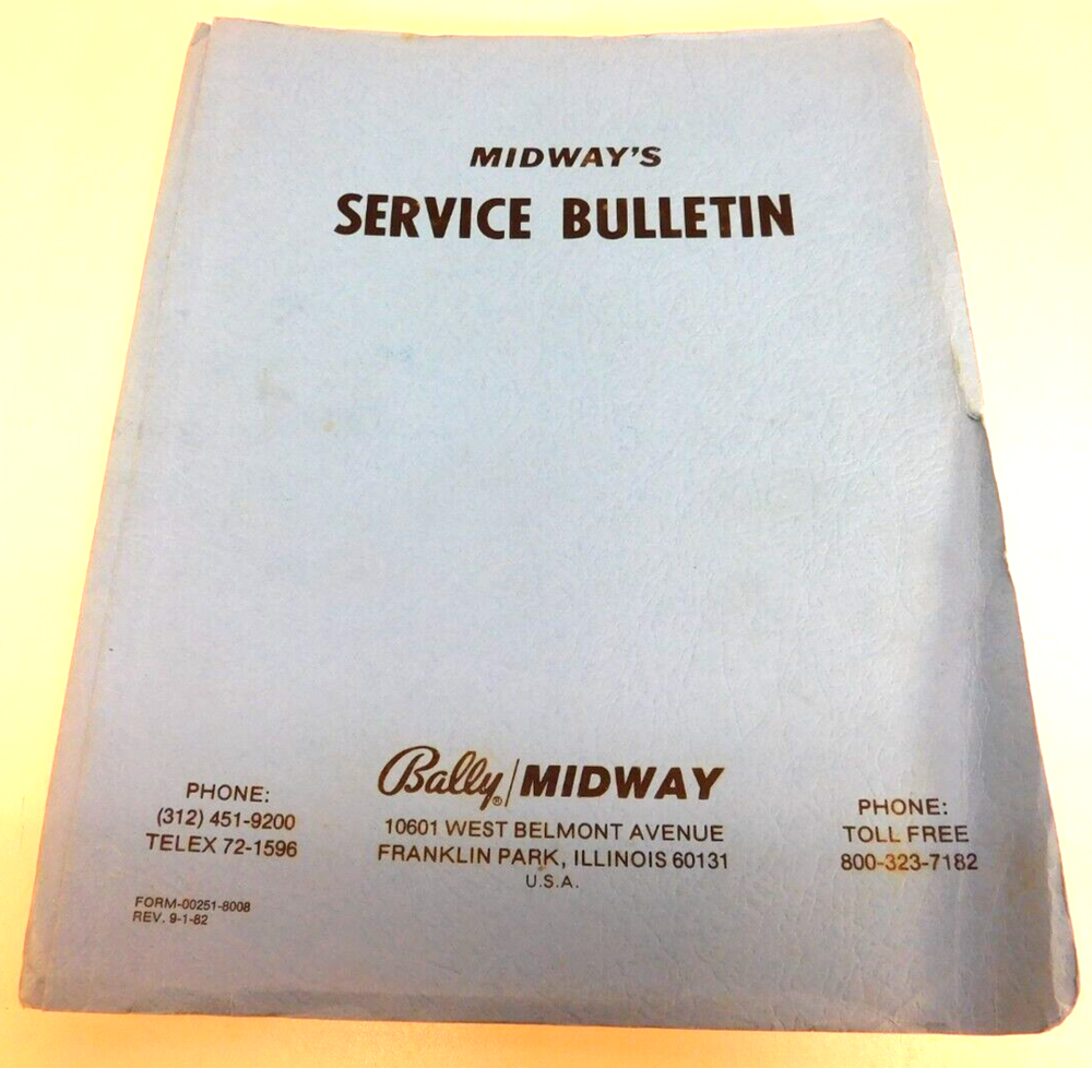 Vintage Bally Midway Service Bulletin 1982 - Schematic - General Instructions