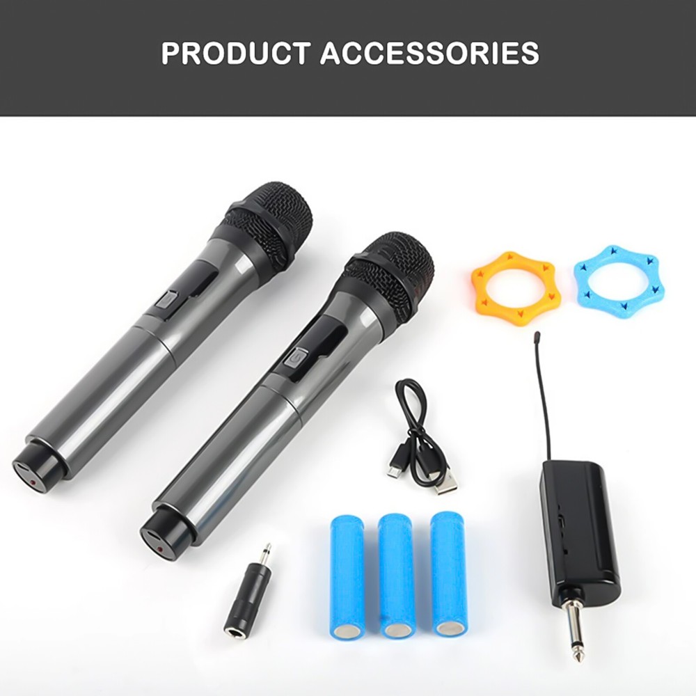 Wireless Microphone Metal Rechargeable Cordless Dynamic Mic System with Receiver