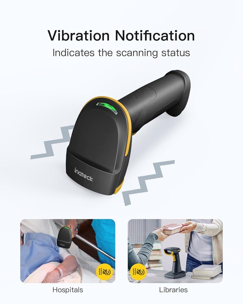 Inateck 2D Barcode Scanner Reader Bluetooth 2.4Ghz Smart Base Screen Scanning