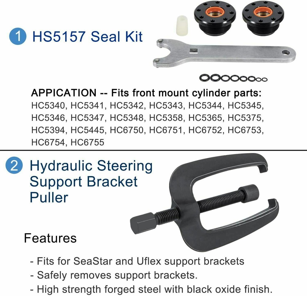 Seastar Uflex Hydraulic Cylinder Seal Bleed Kit Steering Support Bracket Puller