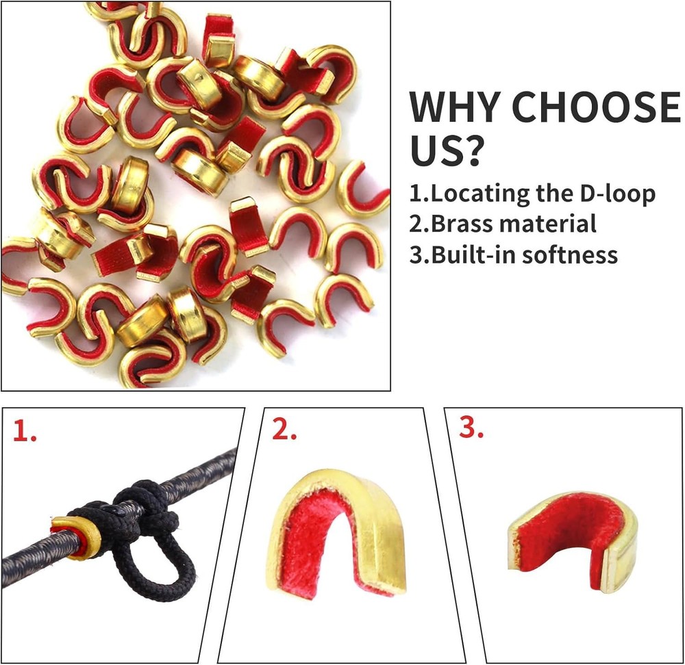 100Pcs Archery Bow String Nock Points Brass Buckle Clips Nocking Protector Bow