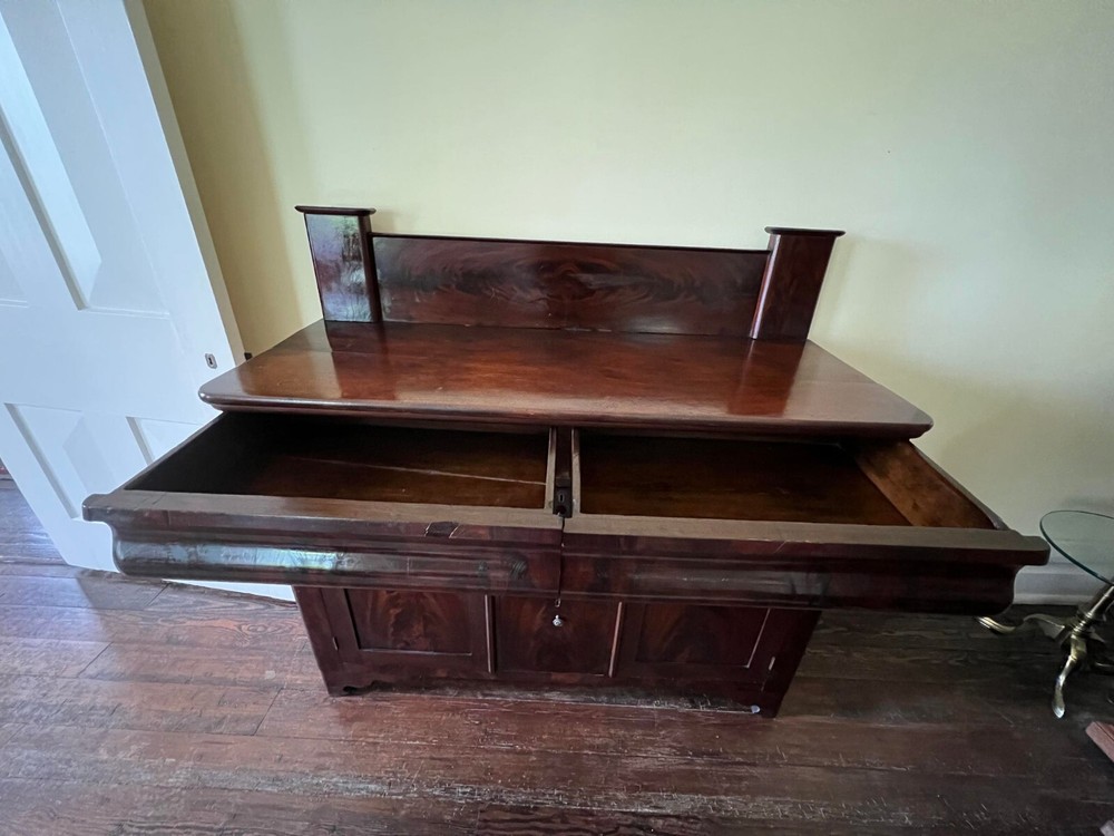 Antique American Empire Flame Mahogany Sideboard Buffet Server 19th Century