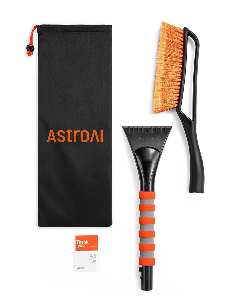 27" Dual Function Snow Brush and Ice Cleaner - Lightweight, Durable Orange Tool