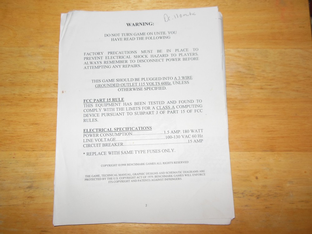 DRILLOMATIC  missing front cover  original arcade game  manual