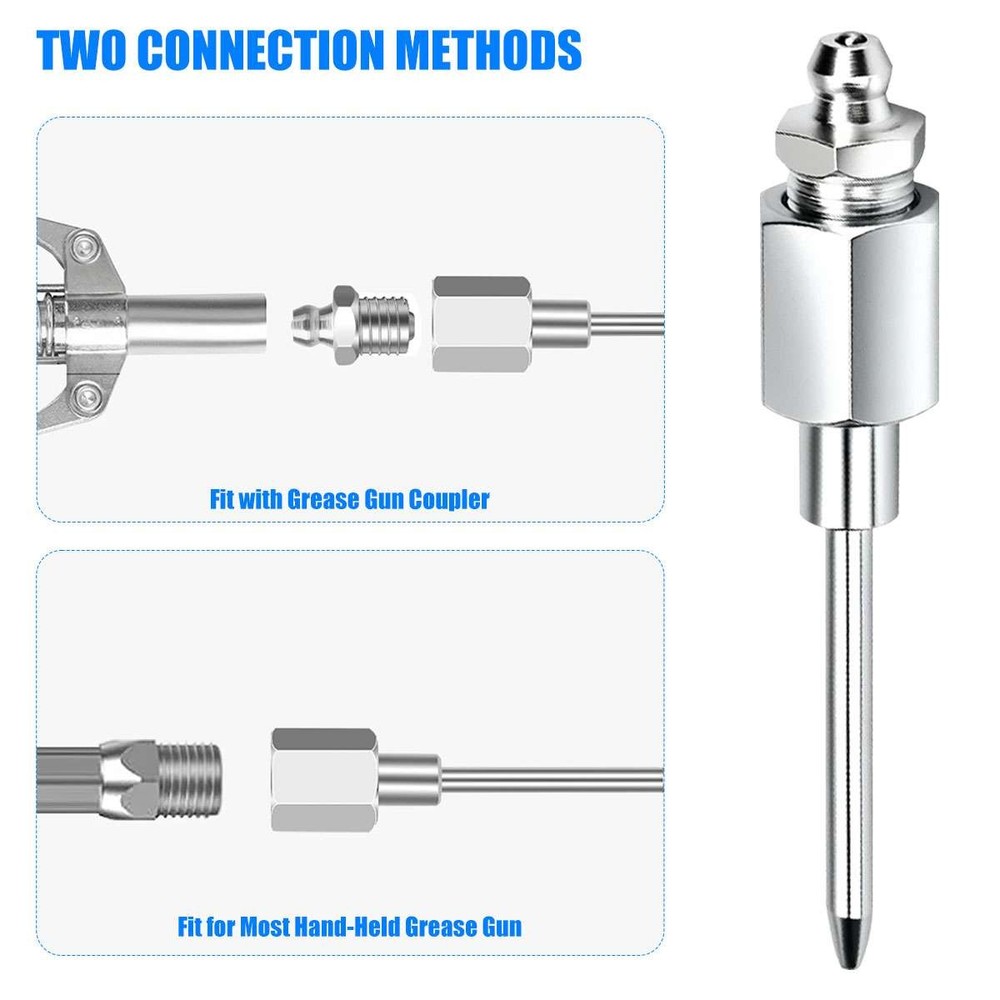 7Pcs Grease Gun Accessory Kit Needle Tips Elbow Adapter Dispenser Rubber Nozzle