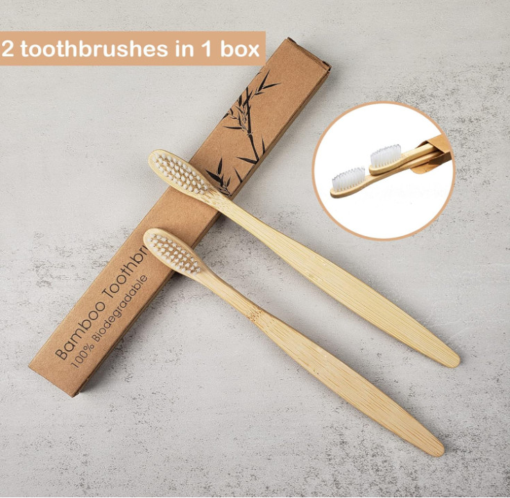 Bamboo Toothbrushes 10 Pack Biodegradable Soft Medium Charcoal Bristles - USA