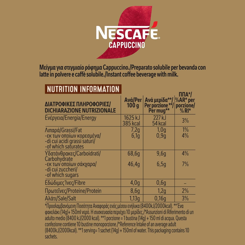 Nescafž Cappuccino 10 Sticks