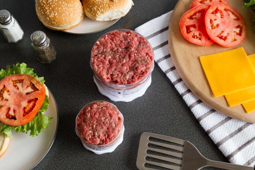 Adjust-A-Burger Press Set, Plastic, 2-Piece, White