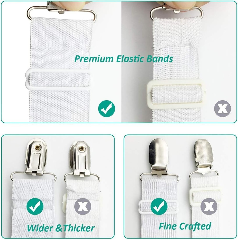 Adjustable Bed Sheet Straps Heavy Duty Elastic Triangle Clips Sheet Fasteners