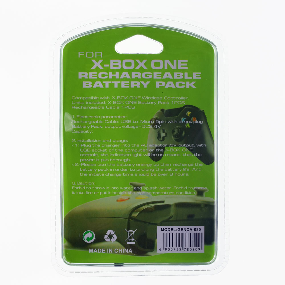 Rechargeable Battery Pack 2400mAh For Xbox One Wireless Controller + USB Cable