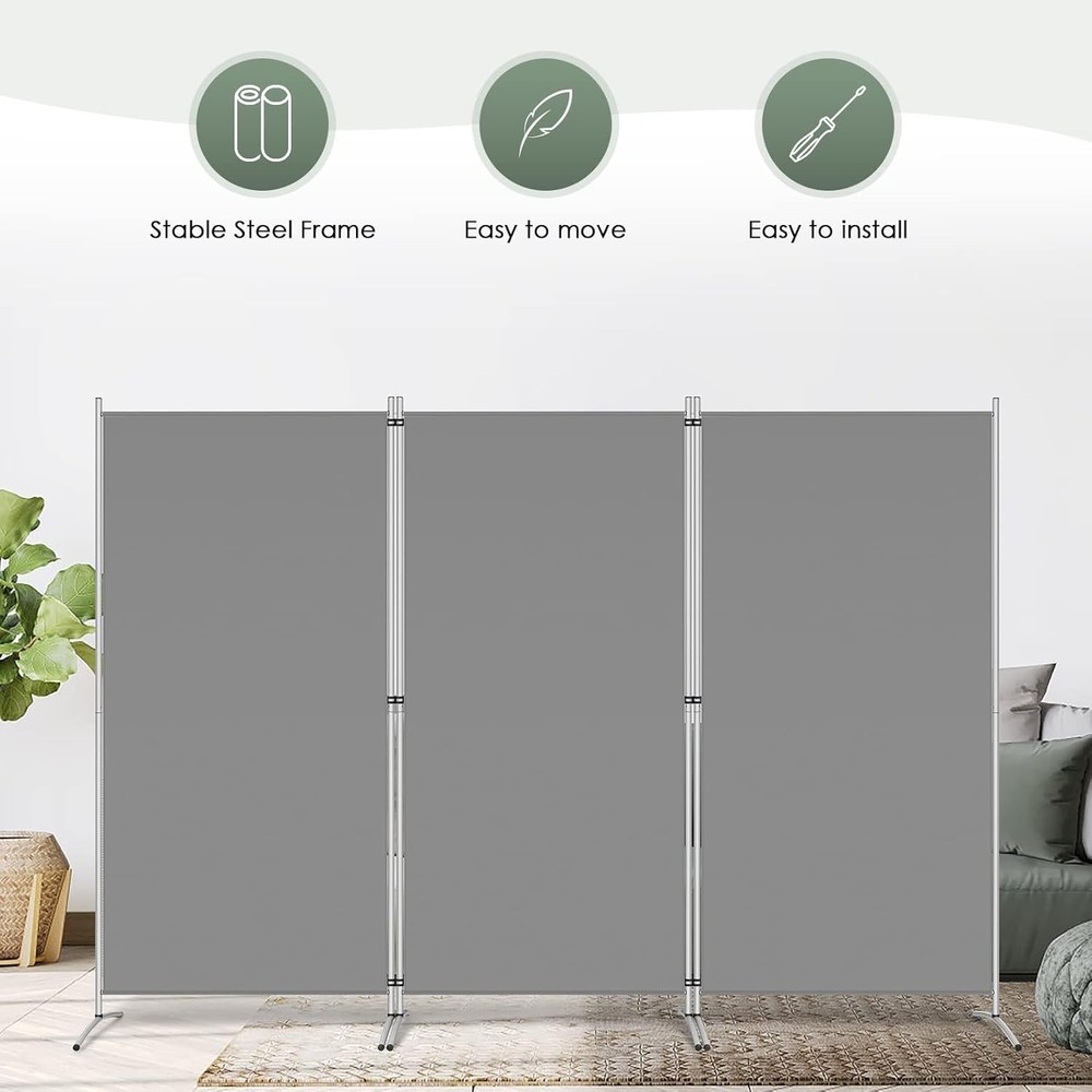 Lightweight 3-Panel Room Partition | 102''W Freestanding Divider for Flexibility