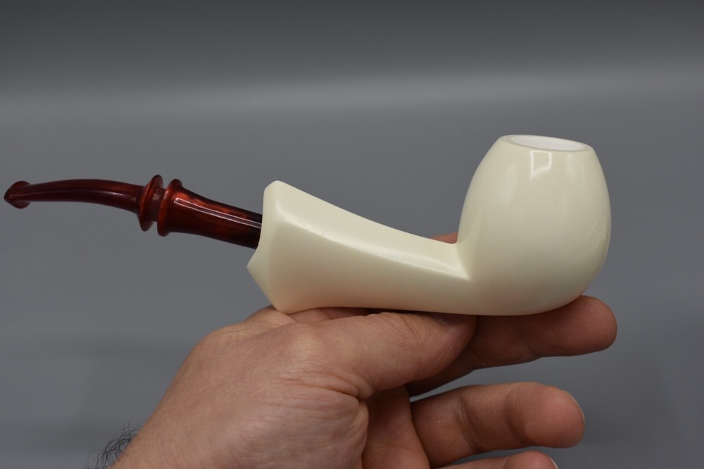 Fancy Smooth Egg Pipe New Block Meerschaum W Case#1211