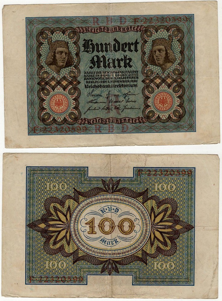 GERMANY  1920 BANKNOTE 100 MARKS
