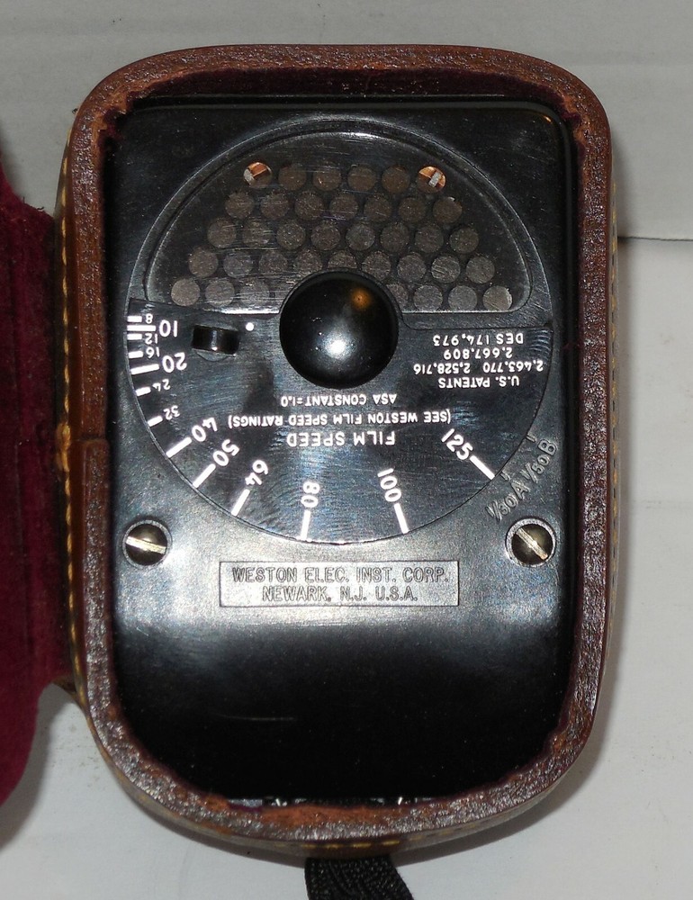 Weston Model 853 Direct Reading Exposure Meter Felt Lined Leather Case & Strap
