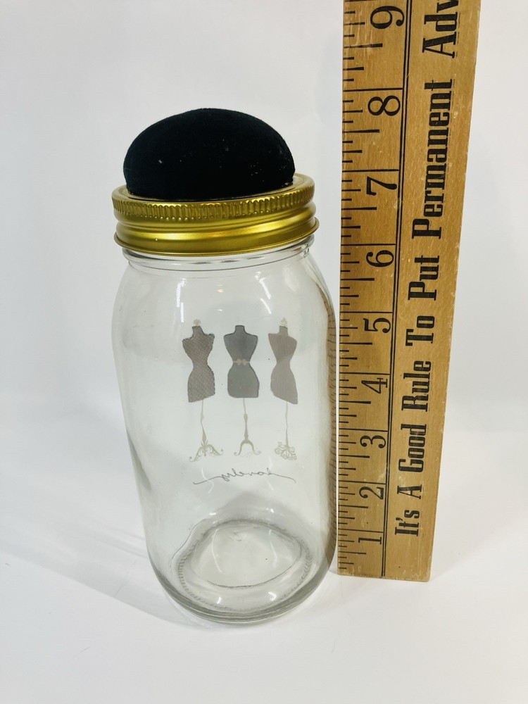 Mason Jar Pin Cushion Sewing Storage 8”