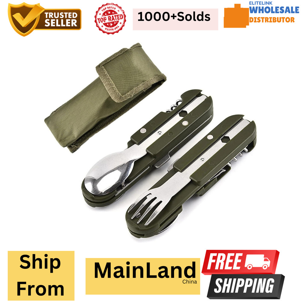 Multipurpose Outdoor Tools Spoon And Fork Set Can Opener With Bag 1pcs