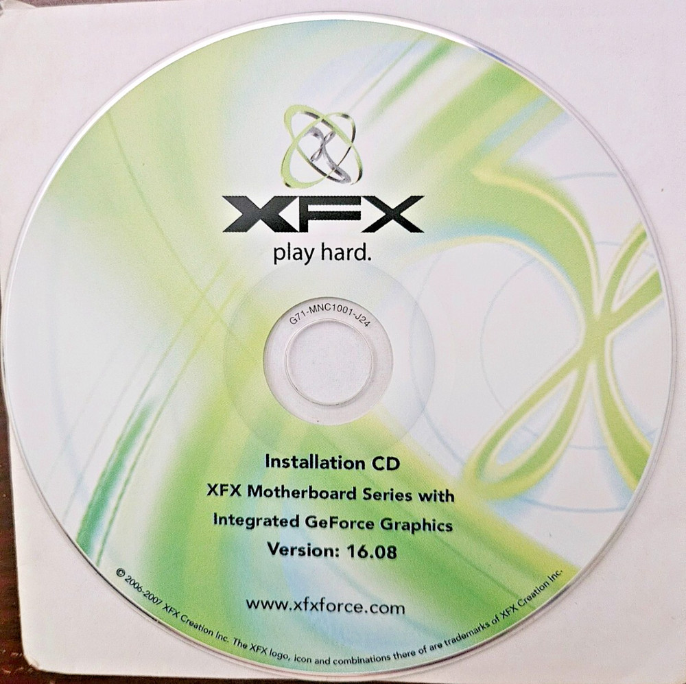 XFX Motherboard GeForce Graphics V 16.08 Installation CD