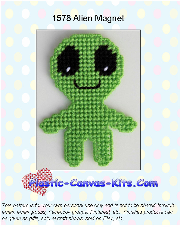 Alien Magnet-Plastic Canvas Pattern or Kit