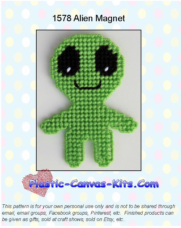 Alien Magnet-Plastic Canvas Pattern or Kit