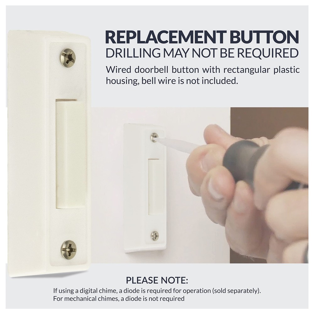 Bt1w Unlighted Doorbell Button 1pack White