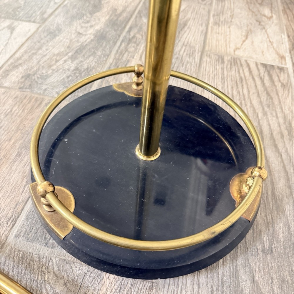 VTG Black Marble Handles And Base Brass Fireplace Tool Set