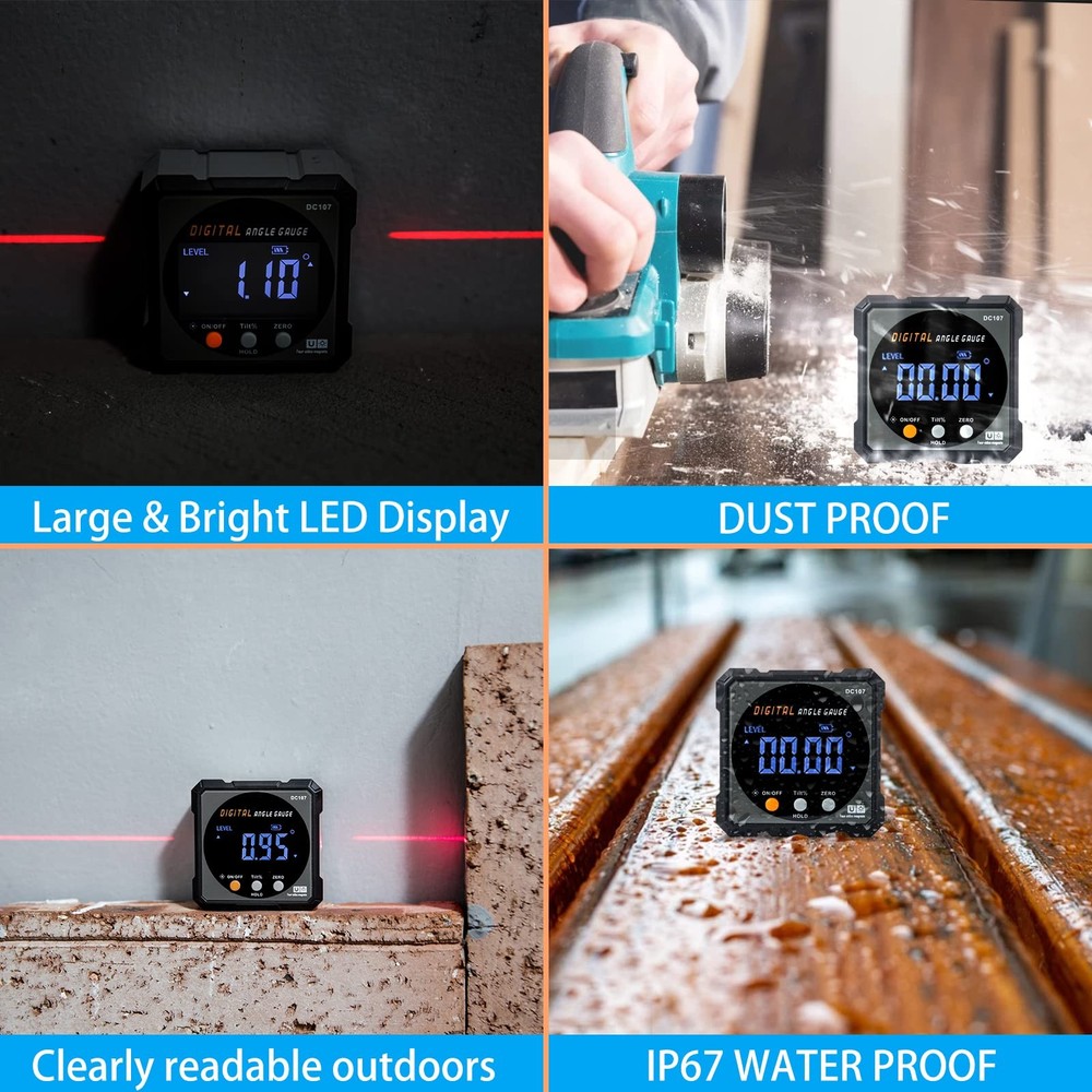 Digital Angle Finder with Electronic Laser - 4-side Strong Magnetic Angle Gau...