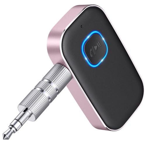 Bluetooth AUX Adapter for Car, Noise Reduction Bluetooth Receiver Black+Pink