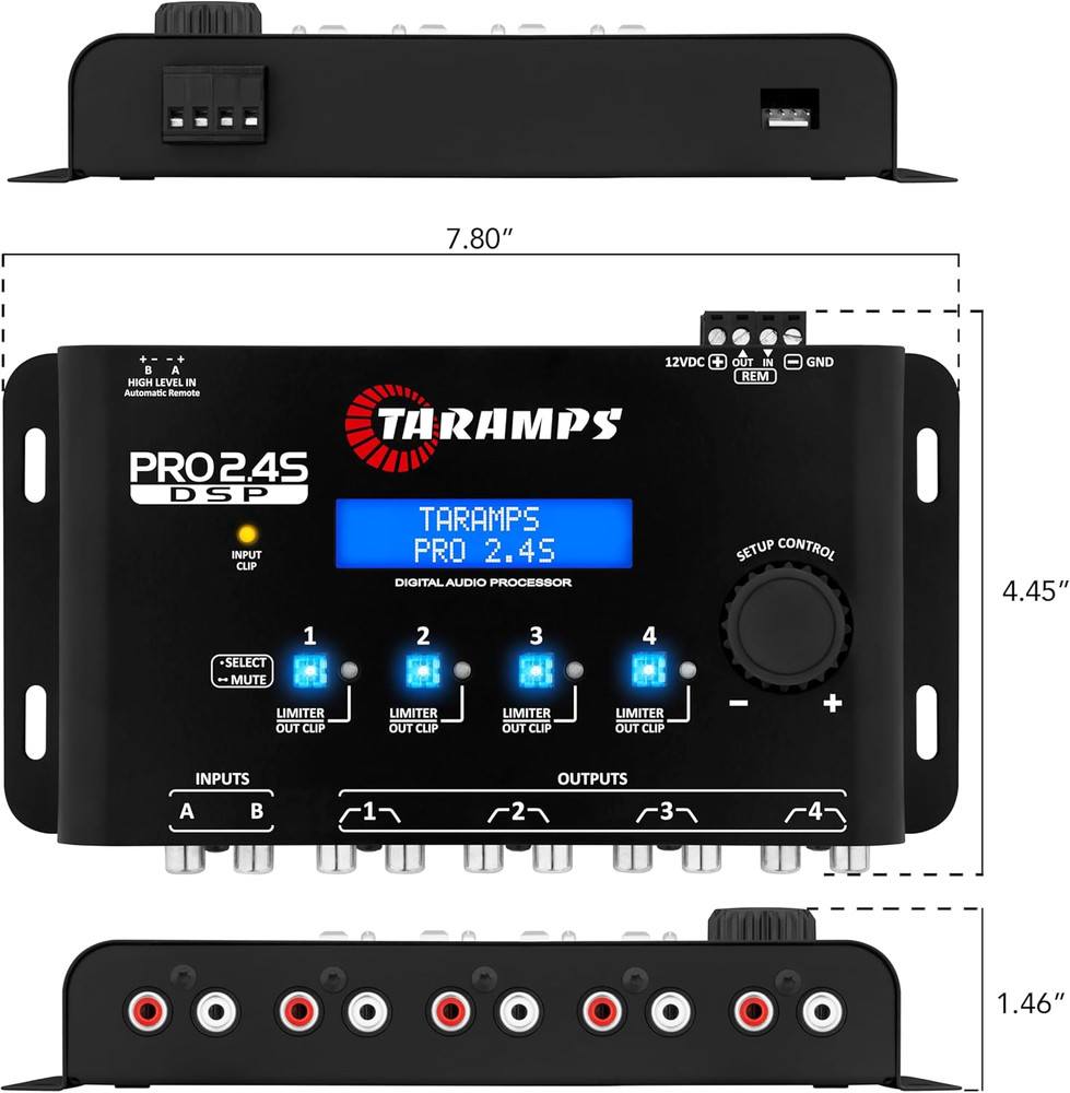 Taramps Pro 2.4S DSP Crossover Full Digital Signal Processor & 15-Band Equalize