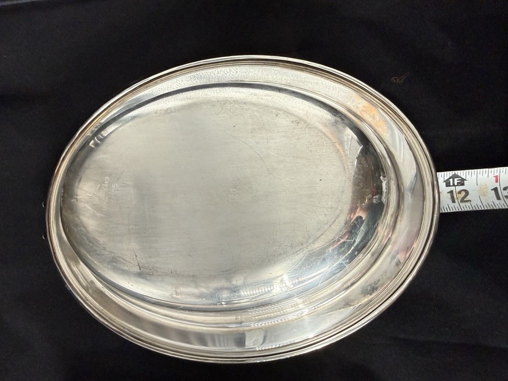 Crescent Silverware Co. Silverplate Split Serving Dish Covered W/ Glasbake
