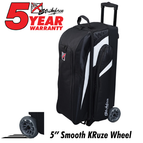 KR Strikeforce Cruiser Smooth Black/White 3 Ball Roller Bowling Bag
