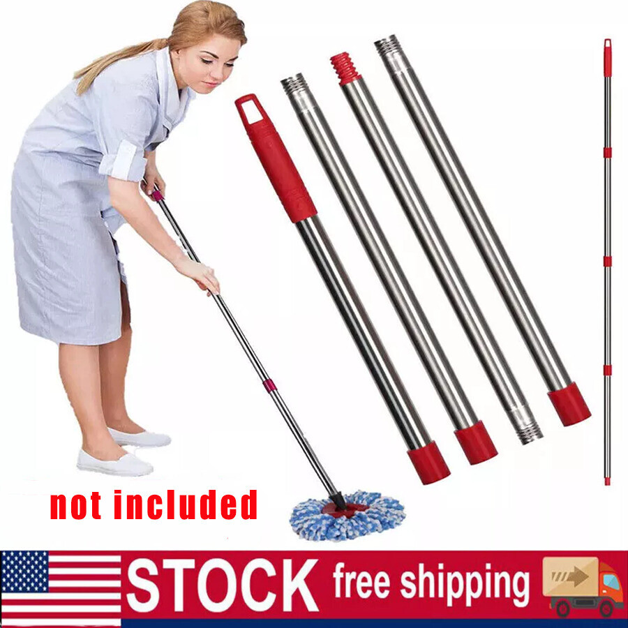 4-Section Spin Stainless Mop Steel Pole Handle For O-Cedar Easywring RinseClean