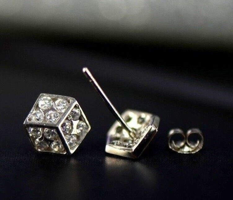 14K Yellow or White Gold Dice Stud earrings
