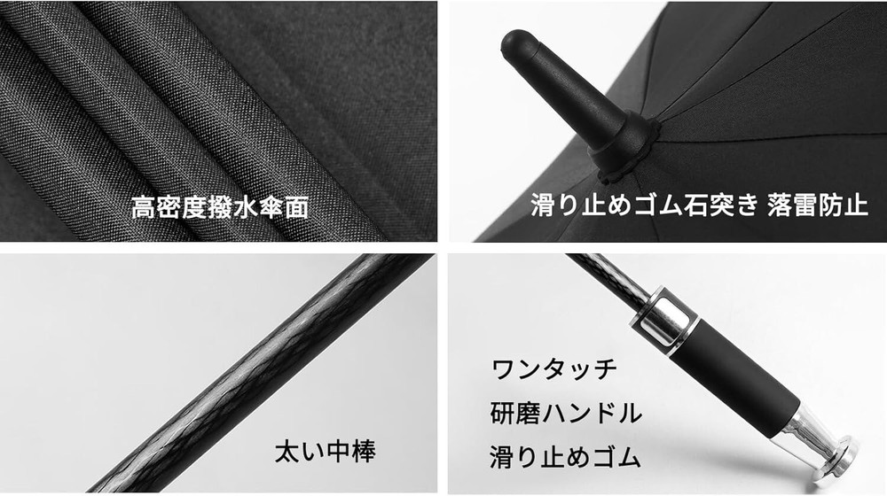 FRL Black Umbrella Fully Automatic Umbrella 120cm 8 Parent Fold Import