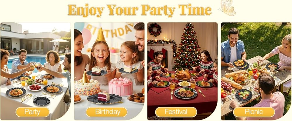 175 Plastic Dinnerware Set Party Supplies Disposable Dinnerware for 25