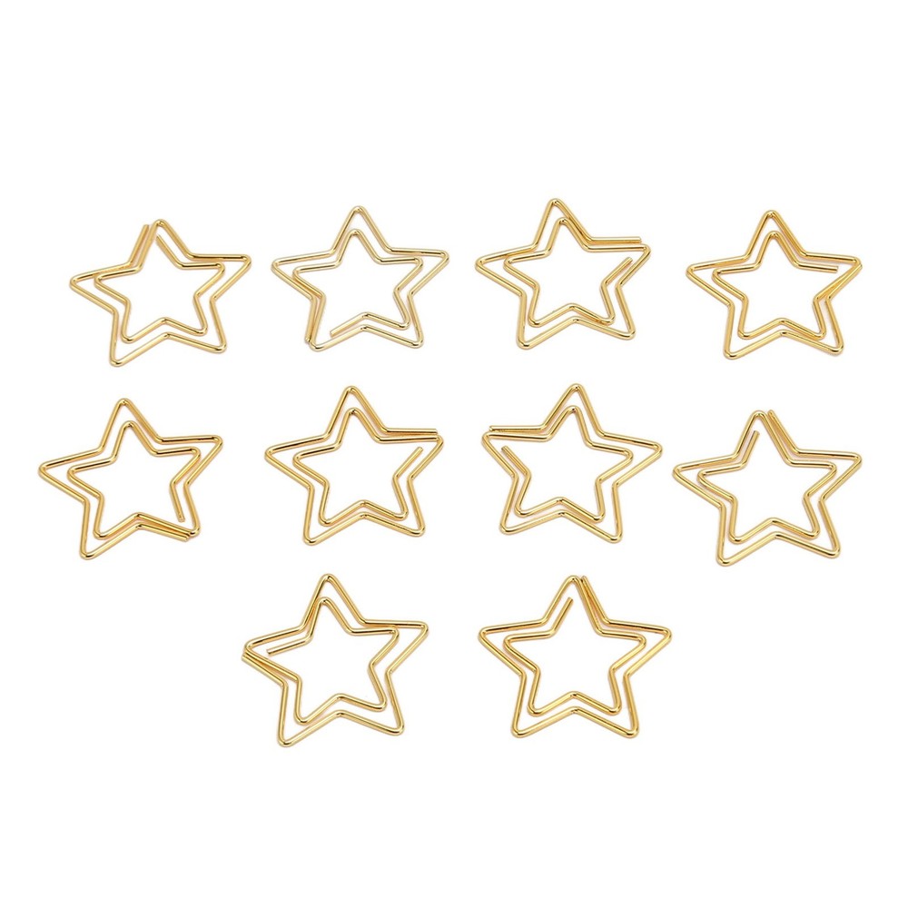 100pcs Star Paper Clips Skid Resistance Plating Process Rust Resistant Cute