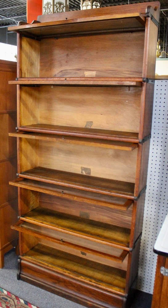 Globe-Wernicke 5-Stack Bookcase.Oak Barrister "Elastic" Model. Metal Bands 1899