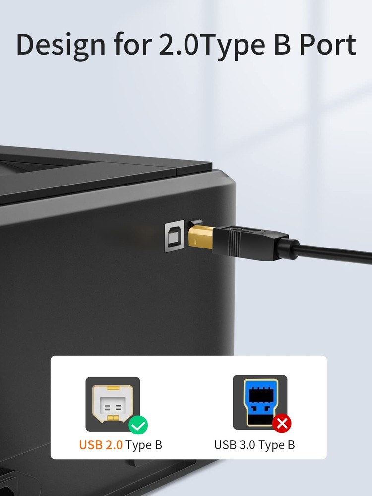 CableCreation USB C to B Printer & Scanner Cable - 10FT, MIDI Black