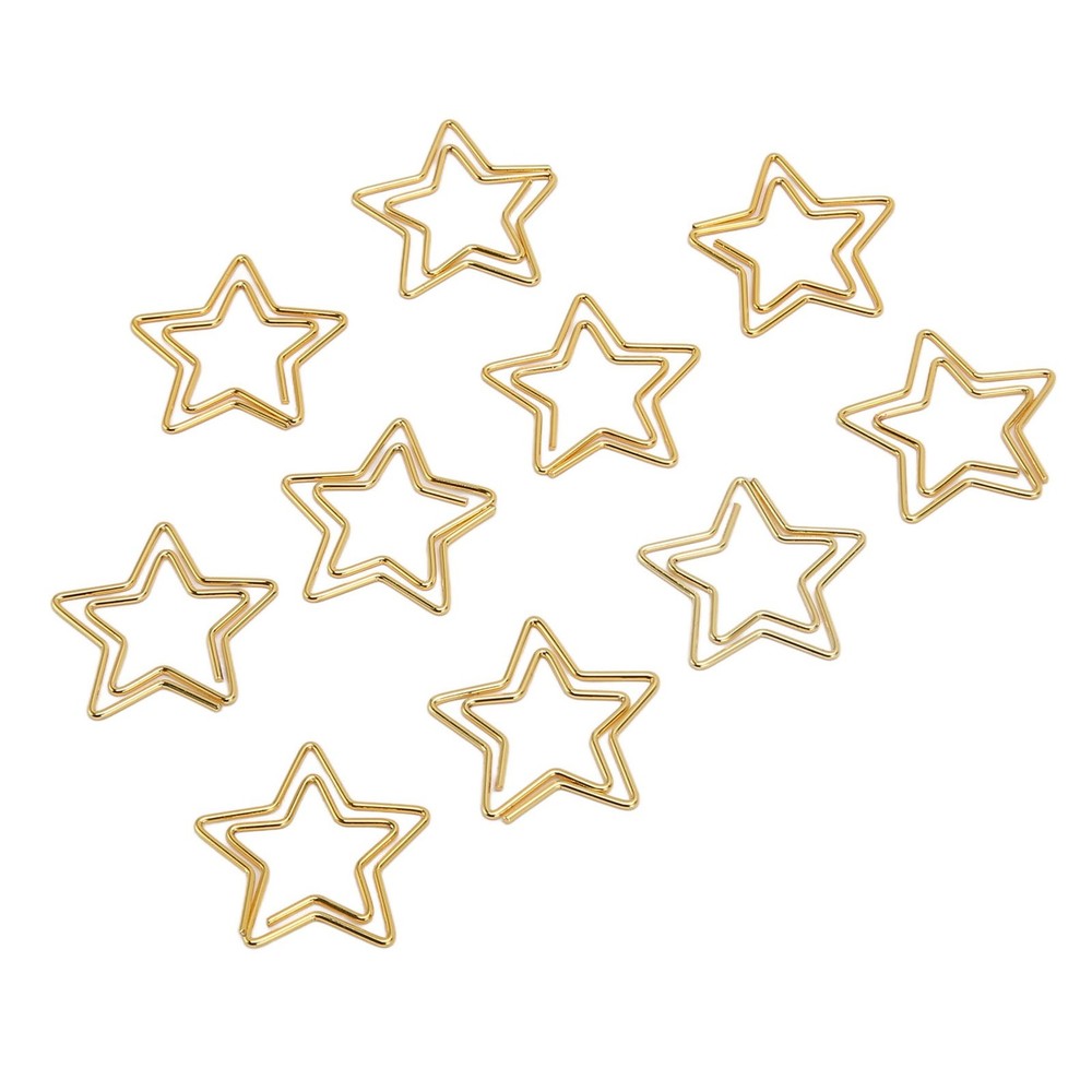 100pcs Star Paper Clips Skid Resistance Plating Process Rust Resistant Cute