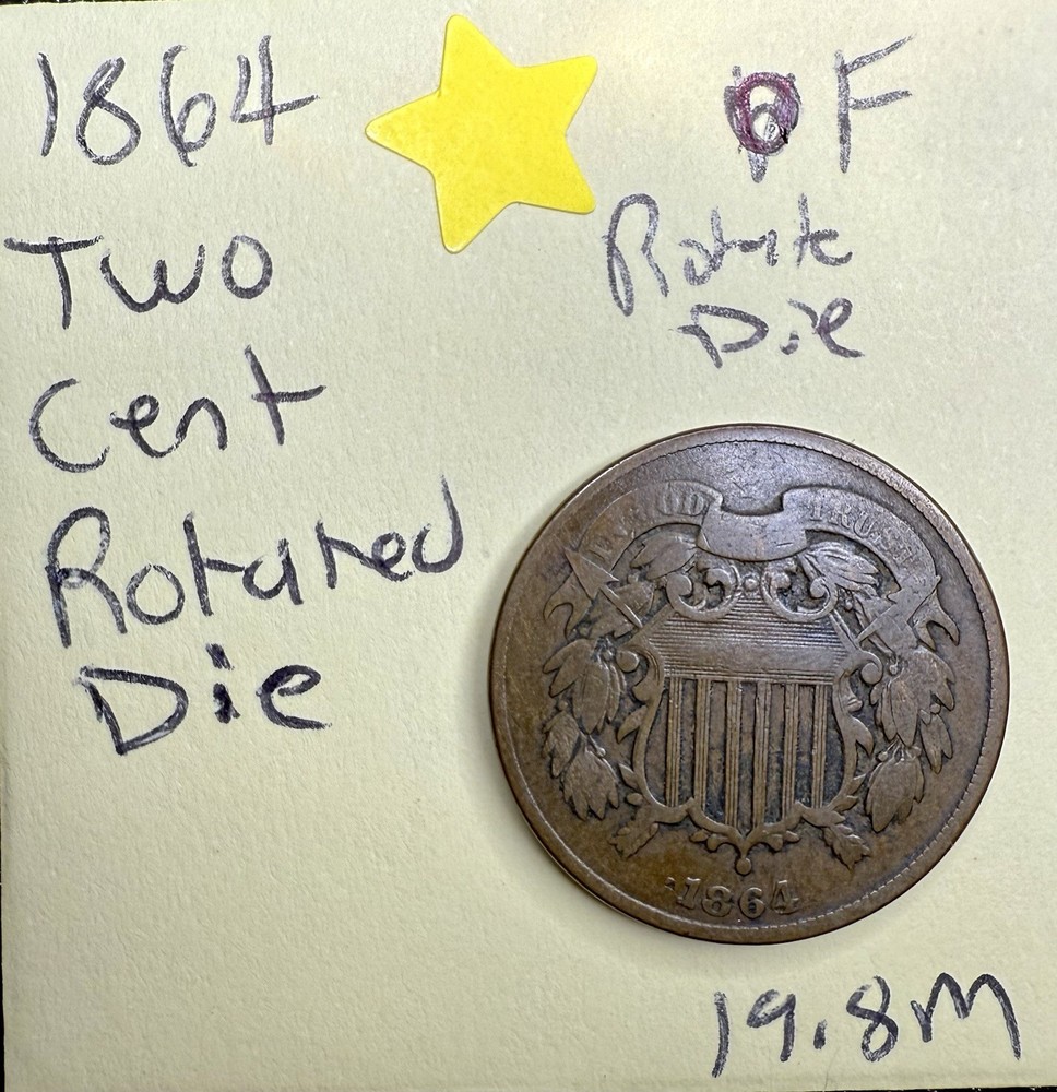 1864 Two Cent Piece – Rotated Die