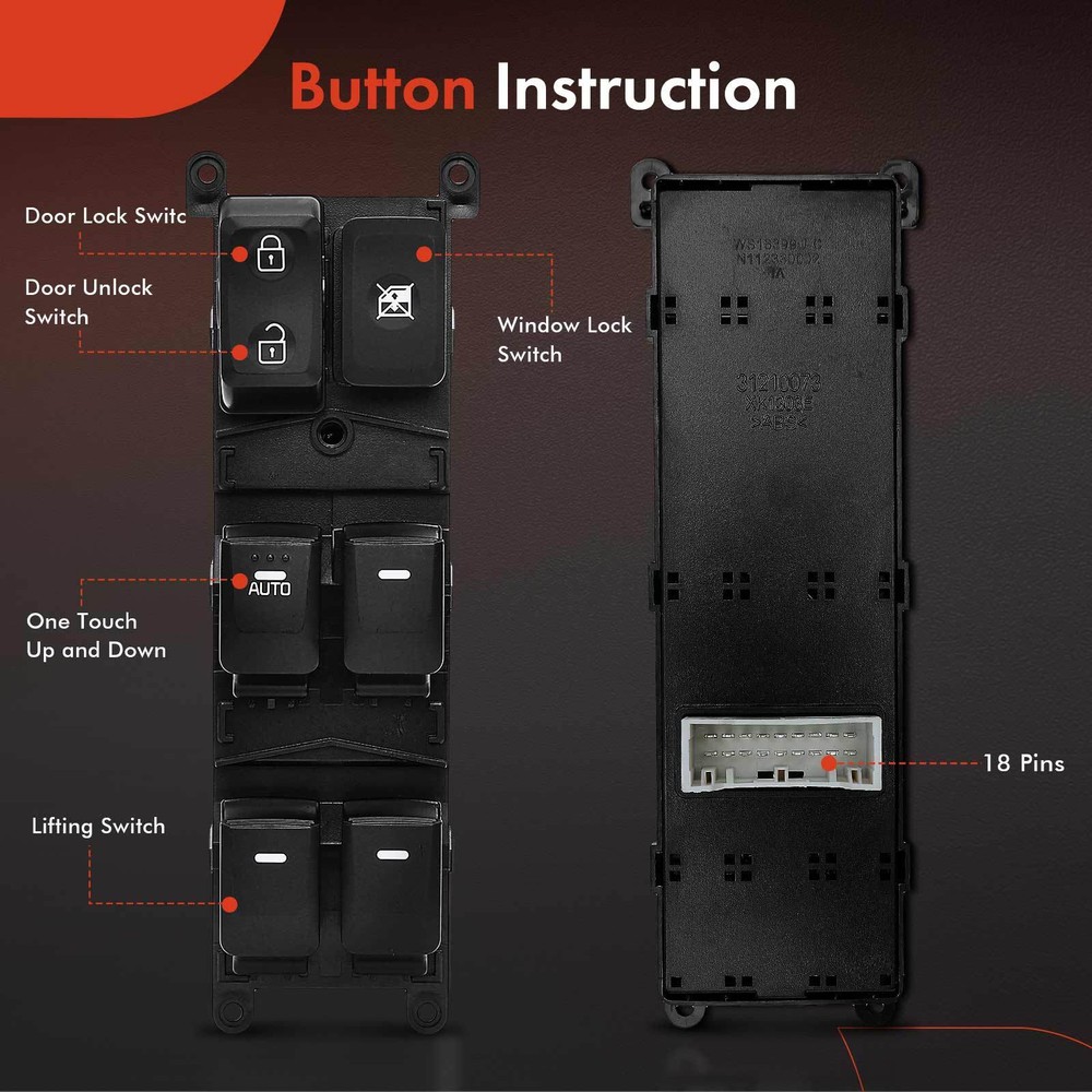 Front Driver Left Door Power Window Switch for Kia Rio 2012 2013 2014 2015-2017