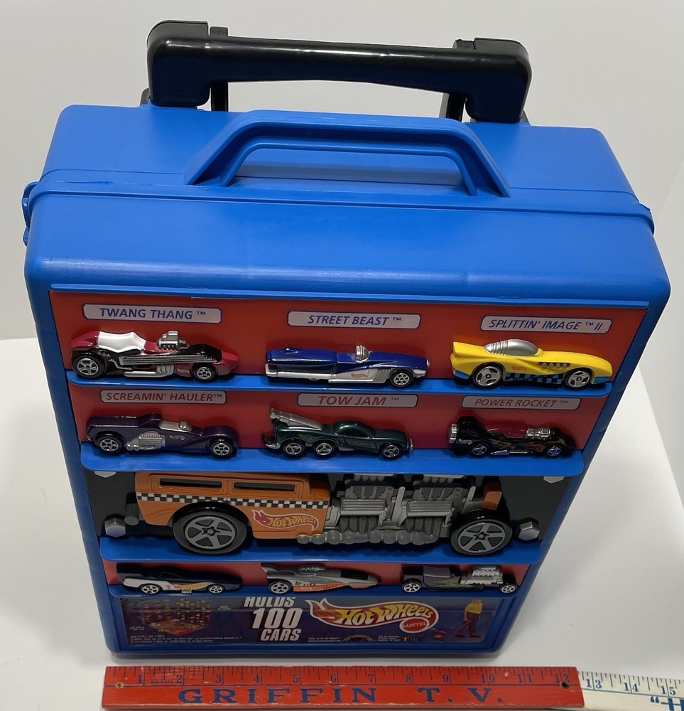 Vintage Mattel HOT WHEELS Rolling Storage Case Retractable Handle Year 2000